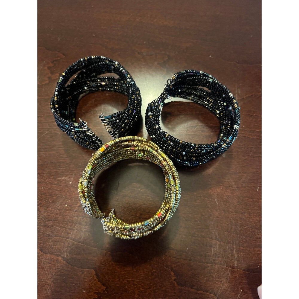 3 twisted beaded bracelets bundle